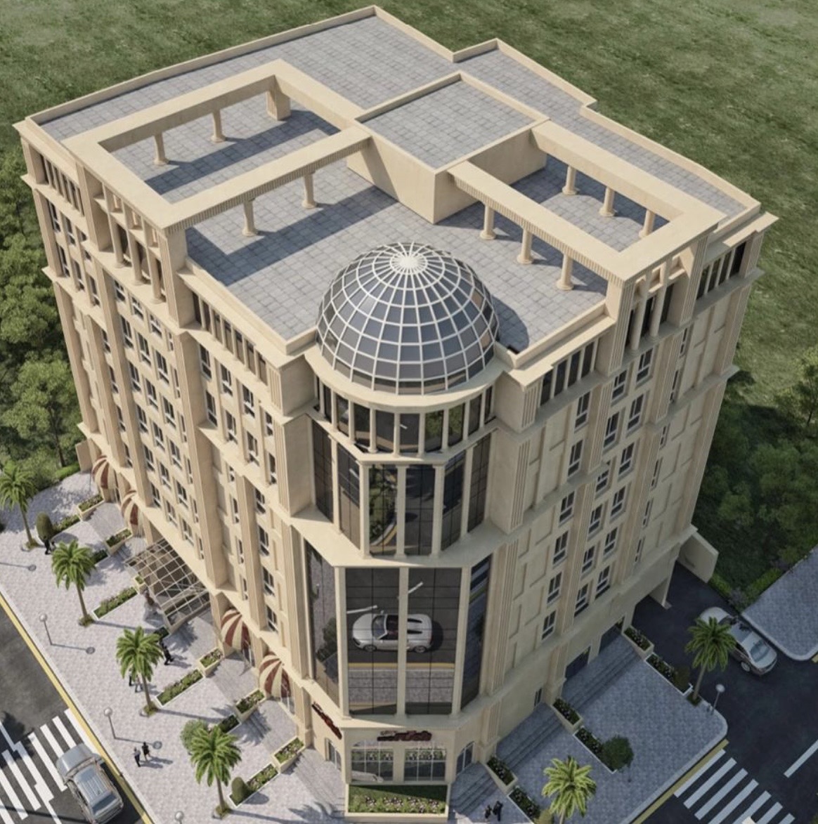 Al Mansoura construction project showing modern villa structure